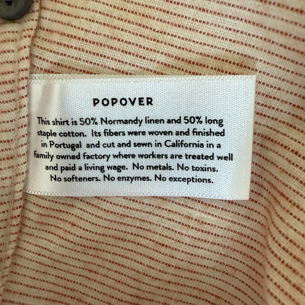 Eight Sand Stripe Popover Womens Small Linen Cotton Preppy Resortwear Minimalist - Picture 10 of 12